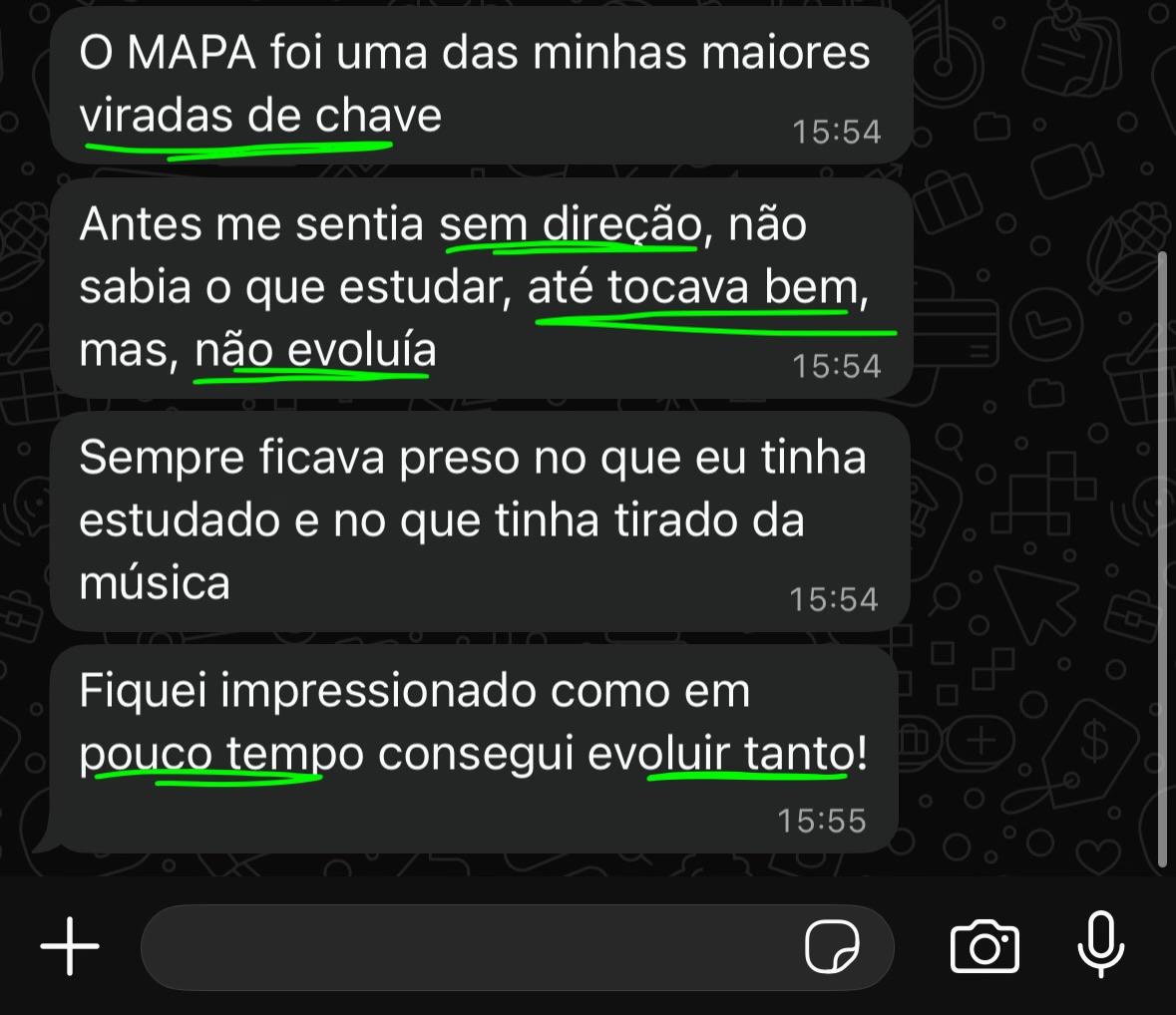 Aluno contando que o M.A.P.A. foi uma das maiores viradas de chave dele